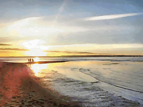 Big Lakes III White Modern Wood Framed Art Print with Double Matting by Medeiros, Celito