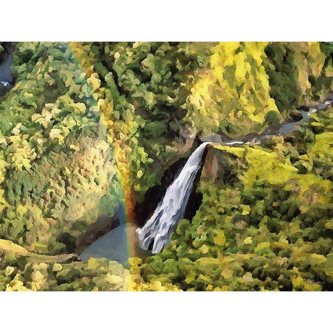 Rainbow over Watterfall Gold Ornate Wood Framed Art Print with Double Matting by Medeiros, Celito