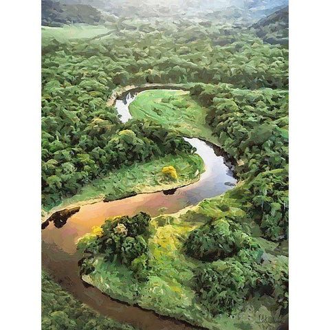 Slowly River White Modern Wood Framed Art Print by Medeiros, Celito