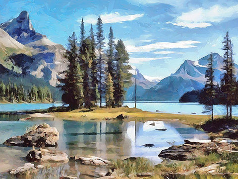 Spirit Island I Black Ornate Wood Framed Art Print with Double Matting by Medeiros, Celito