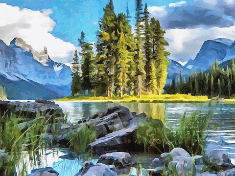 Spirit Island II White Modern Wood Framed Art Print with Double Matting by Medeiros, Celito