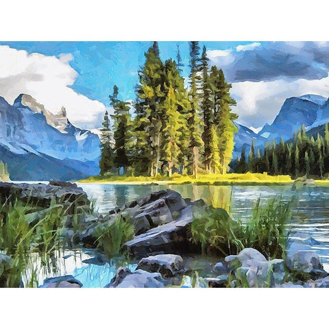 Spirit Island II Black Modern Wood Framed Art Print with Double Matting by Medeiros, Celito