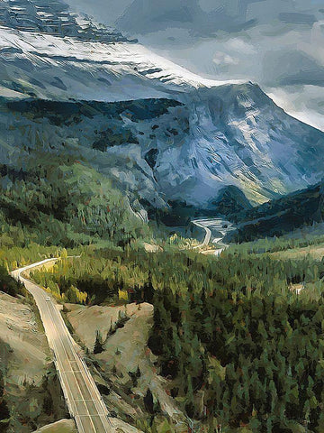 Highway in Jasper National Park White Modern Wood Framed Art Print with Double Matting by Medeiros, Celito