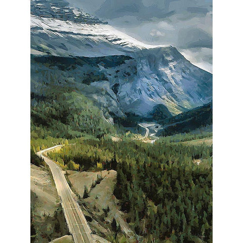 Highway in Jasper National Park Gold Ornate Wood Framed Art Print with Double Matting by Medeiros, Celito