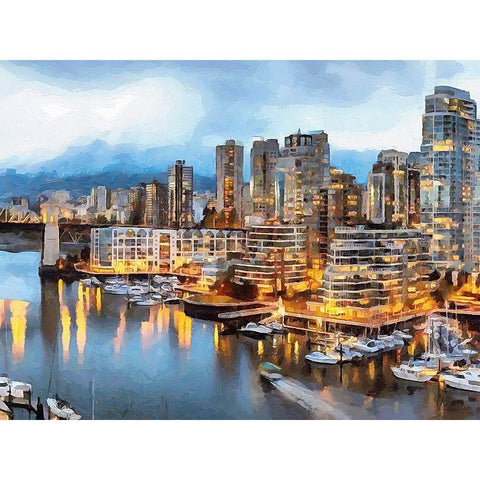 Memories of Vancouver I White Modern Wood Framed Art Print by Medeiros, Celito