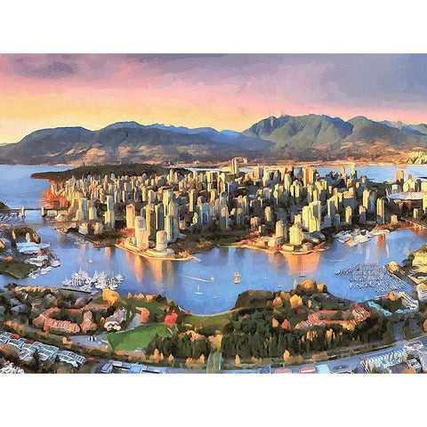 Memories of Vancouver II White Modern Wood Framed Art Print by Medeiros, Celito