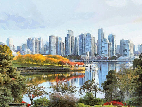 Memories of Vancouver III Black Ornate Wood Framed Art Print with Double Matting by Medeiros, Celito
