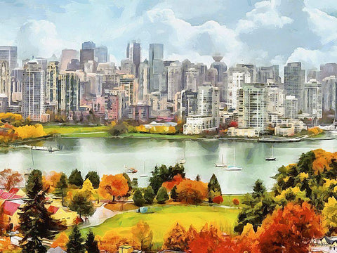 Memories of Vancouver IV Black Ornate Wood Framed Art Print with Double Matting by Medeiros, Celito