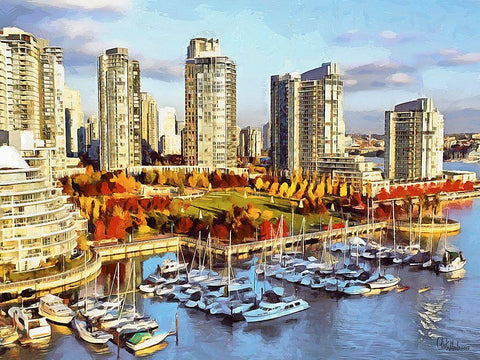 Memories of Vancouver V White Modern Wood Framed Art Print with Double Matting by Medeiros, Celito