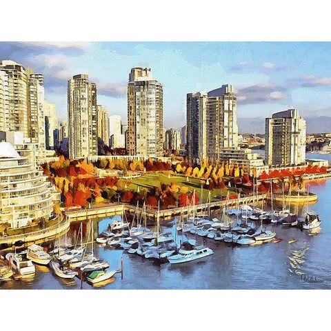 Memories of Vancouver V Gold Ornate Wood Framed Art Print with Double Matting by Medeiros, Celito