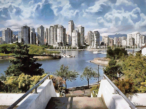 Memories of Vancouver VII Black Ornate Wood Framed Art Print with Double Matting by Medeiros, Celito