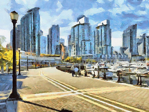 Memories of Vancouver IX Black Ornate Wood Framed Art Print with Double Matting by Medeiros, Celito