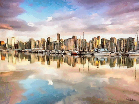 Memories of Vancouver X Black Ornate Wood Framed Art Print with Double Matting by Medeiros, Celito