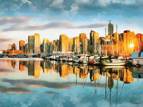 Memories of Vancouver XI White Modern Wood Framed Art Print with Double Matting by Medeiros, Celito