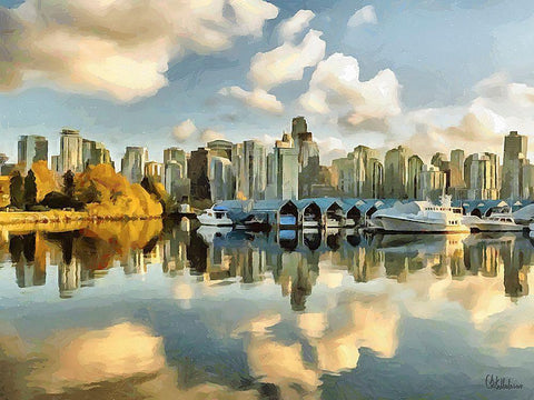 Memories of Vancouver XII Black Ornate Wood Framed Art Print with Double Matting by Medeiros, Celito