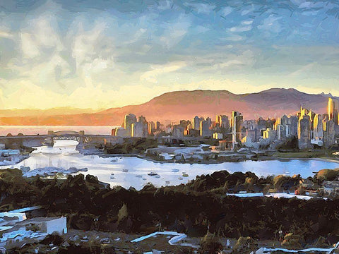 Memories of Vancouver XIII Black Ornate Wood Framed Art Print with Double Matting by Medeiros, Celito