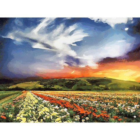 Tulip Field III Gold Ornate Wood Framed Art Print with Double Matting by Medeiros, Celito