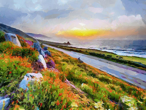 Street by the Coast White Modern Wood Framed Art Print with Double Matting by Medeiros, Celito