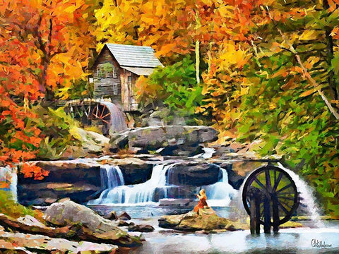 American Famous Mill White Modern Wood Framed Art Print with Double Matting by Medeiros, Celito