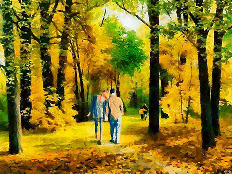 A Walk in the Forrest Black Ornate Wood Framed Art Print with Double Matting by Medeiros, Celito