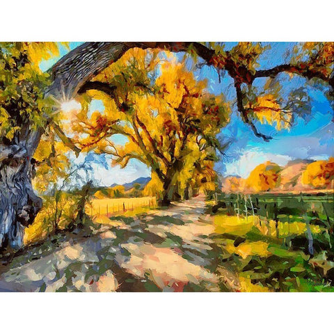 Road Under Big Trees White Modern Wood Framed Art Print by Medeiros, Celito