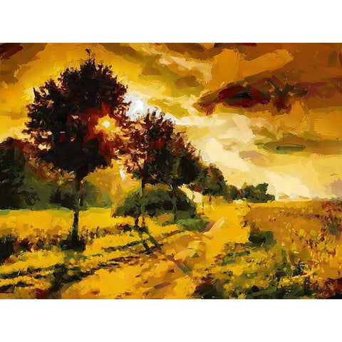 Sunset Behind the Trees White Modern Wood Framed Art Print by Medeiros, Celito