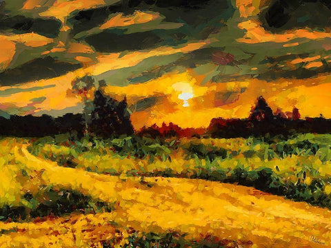 Sunset Behind the Trees II White Modern Wood Framed Art Print with Double Matting by Medeiros, Celito