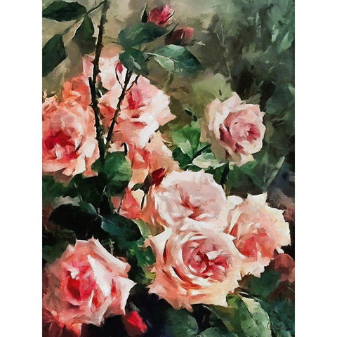 Red Roses Gold Ornate Wood Framed Art Print with Double Matting by Medeiros, Celito