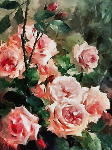 Red Roses Black Ornate Wood Framed Art Print with Double Matting by Medeiros, Celito