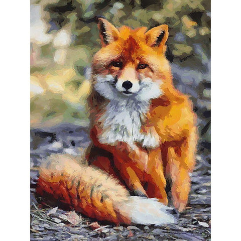 Orange Fox White Modern Wood Framed Art Print by Medeiros, Celito