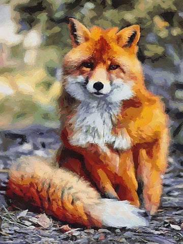 Orange Fox Black Ornate Wood Framed Art Print with Double Matting by Medeiros, Celito