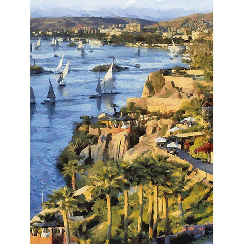 Sailboat on the Nile Black Modern Wood Framed Art Print by Medeiros, Celito
