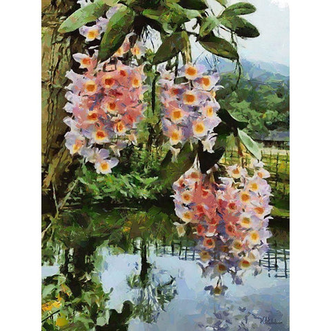 Blooming Tropical Tree II Black Modern Wood Framed Art Print by Medeiros, Celito