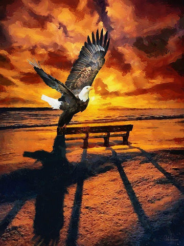 Eagle by Sunset Black Ornate Wood Framed Art Print with Double Matting by Medeiros, Celito