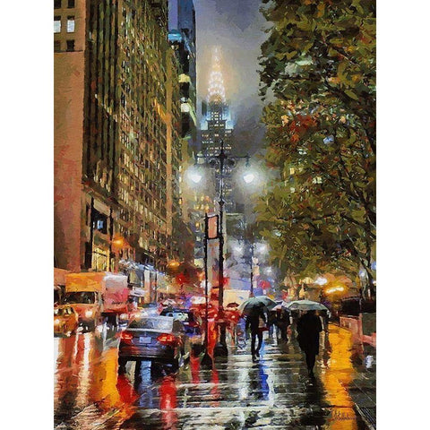 Chrysler Building view White Modern Wood Framed Art Print by Medeiros, Celito