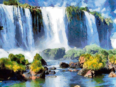 Iguazu Waterfalls II White Modern Wood Framed Art Print with Double Matting by Medeiros, Celito