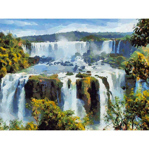 Iguazu Waterfalls III White Modern Wood Framed Art Print by Medeiros, Celito