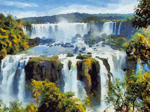 Iguazu Waterfalls III White Modern Wood Framed Art Print with Double Matting by Medeiros, Celito