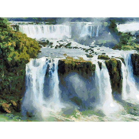 Iguazu Waterfalls IV White Modern Wood Framed Art Print by Medeiros, Celito