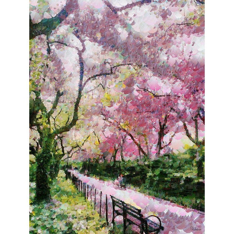 Path in the Park  Gold Ornate Wood Framed Art Print with Double Matting by Medeiros, Celito