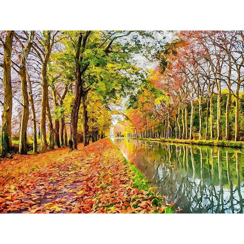 Path by the River Black Modern Wood Framed Art Print by Medeiros, Celito