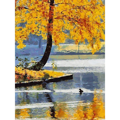 Autumn Lake Gold Ornate Wood Framed Art Print with Double Matting by Medeiros, Celito