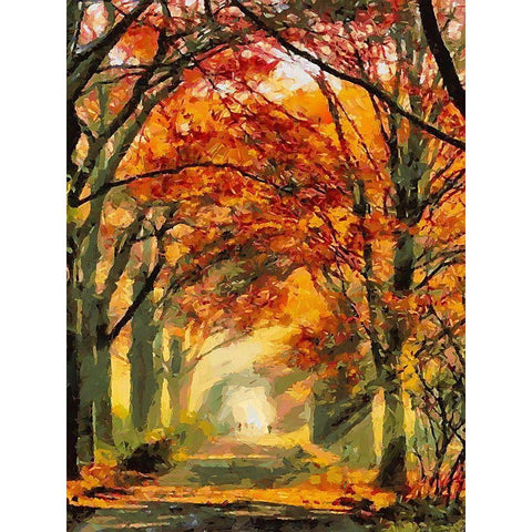Autumn Road Black Modern Wood Framed Art Print by Medeiros, Celito