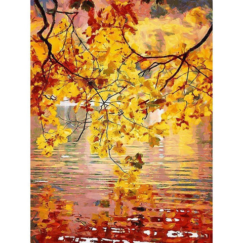Branch over Water Black Modern Wood Framed Art Print with Double Matting by Medeiros, Celito