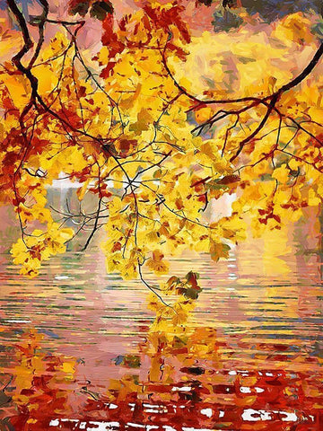 Branch over Water Black Ornate Wood Framed Art Print with Double Matting by Medeiros, Celito