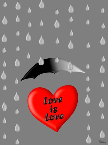 Love is Love White Modern Wood Framed Art Print with Double Matting by Medeiros, Celito