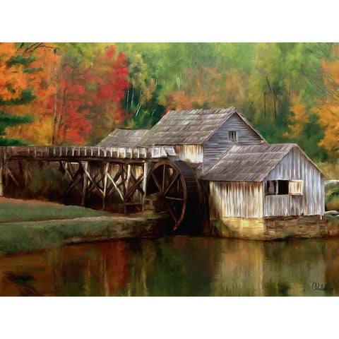 Old Wooden Mill Black Modern Wood Framed Art Print with Double Matting by Medeiros, Celito