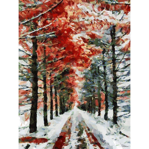 Winter Road Gold Ornate Wood Framed Art Print with Double Matting by Medeiros, Celito