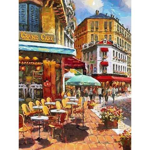 Grand Cafe Gold Ornate Wood Framed Art Print with Double Matting by Medeiros, Celito