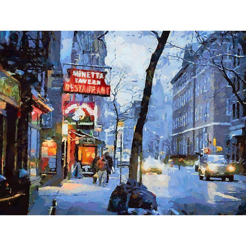 Minetta Tavern in Winter Gold Ornate Wood Framed Art Print with Double Matting by Medeiros, Celito